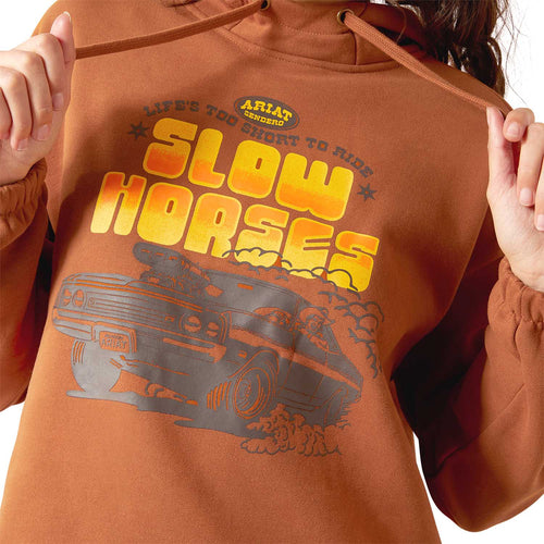 Ariat Womens Sendero Slow Horses Graphic Hoodie – Cozy Adjustable Everyday Pullover