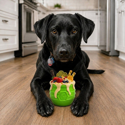 Honey Pot Dog eCup Treat Dispenser | Durable PUP-X Rubber Enrichment Toy | USA Made - Limited Edition Apple Green