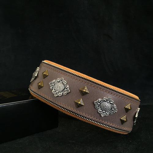 Aztec grey dog collar