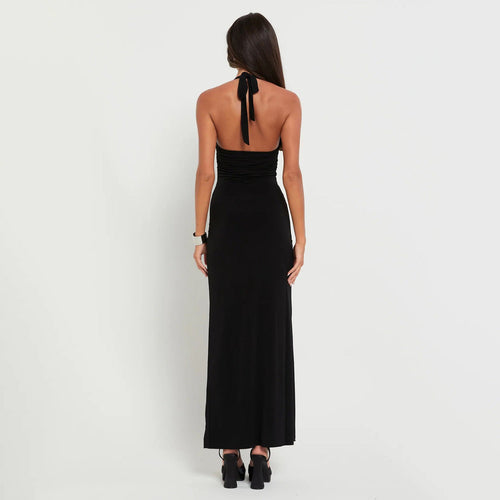 Niche Design Solid Color Hot Girl Seaside Sling Dress Bare Back Sexy Patchwork Bow Design