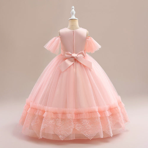 Girls' Lace Stitching Umbrella Princess Dress
