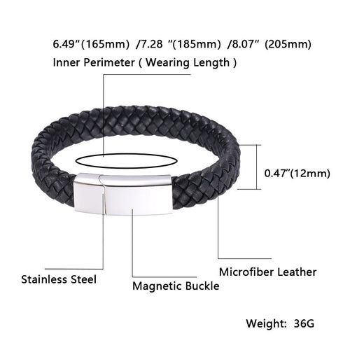 Men's And Women's Simple Casual Engraved Leather Bracelet