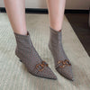 Side Zipper Small Heel Houndstooth Fashion Boots
