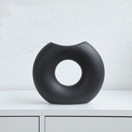Nordic Style Simple Ceramic Vase Semicircle Creative Flower Device