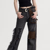 Women's American-style Retro Tassel Patch Stitching Jeans