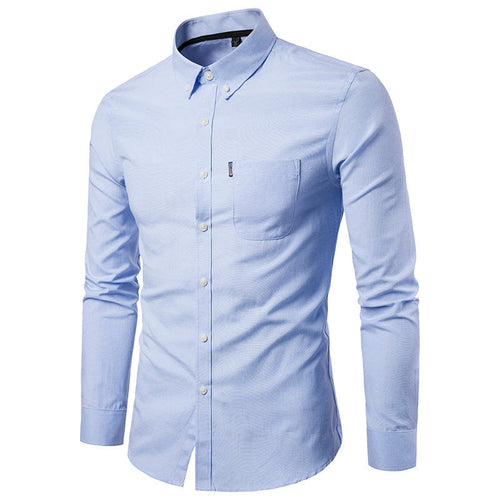 NAVY BLUE  New All Season Plus Size Oxford Shirt Men's long sleeve Shirt