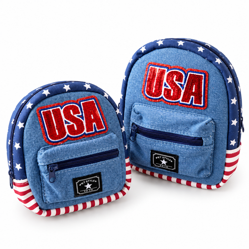 USA Denim Dog Backpack Harness with Leash