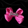 Hot Pink Satin Rhinestone Pet Bow Hair Clip