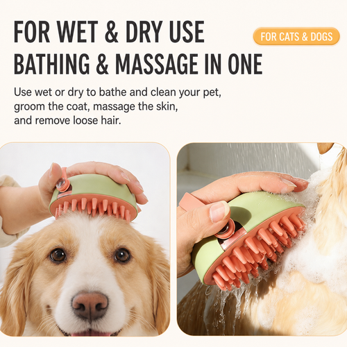 Shampoo Dispensing Pet Bath Brush for Dogs and Cats