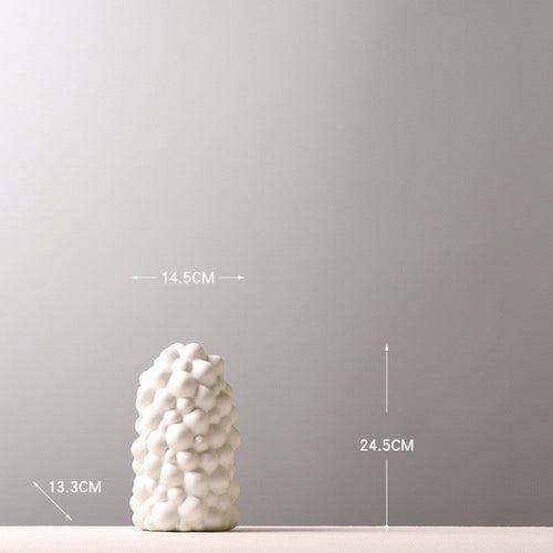 Decoration White Ceramic Vase Creative Personality Drum Bag Hollow Decoration Furnishings