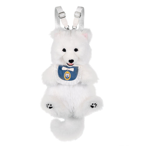 Fluffy Samoyed Backpack - Realistic White Cloud Cozy