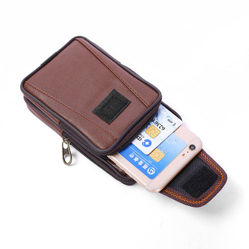 Men's Fashion Double Zipper Through The Belt Coin Purse