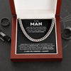 14K Gold Single Round Close Cuban Chain Titanium Steel Necklace With Greeting Card