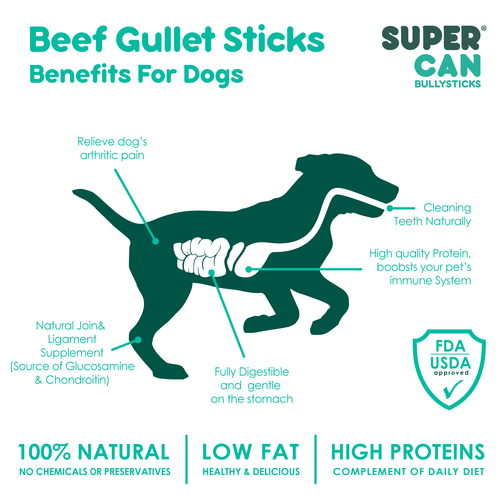 6 Beef Gullet Sticks 8oz (25-Pack)