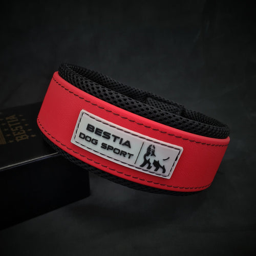 BESTIA DOG SPORT COLLAR RED STAINLESS STEEL