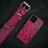 Bestia Rock Python Leather Phone Case Pink