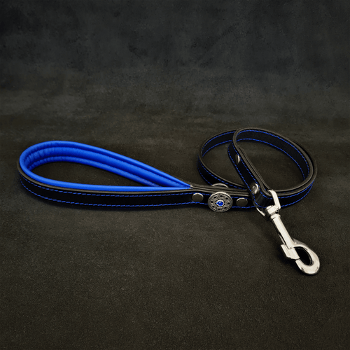 ''Bijou'' leather lead blue soft padded 