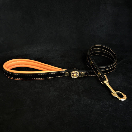 ''Bijou'' leather lead orange by Bestia