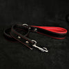 Black soft leather dog leash