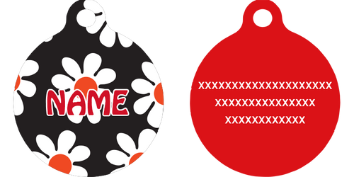 Black Daisy HD Dog ID Tag