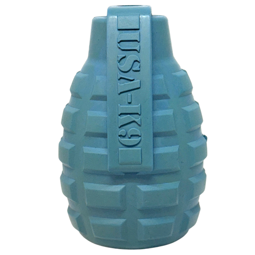 Grenade Shaped eDispenser Durable Dog Chew Toy & Treat Dispenser - Red & Blue