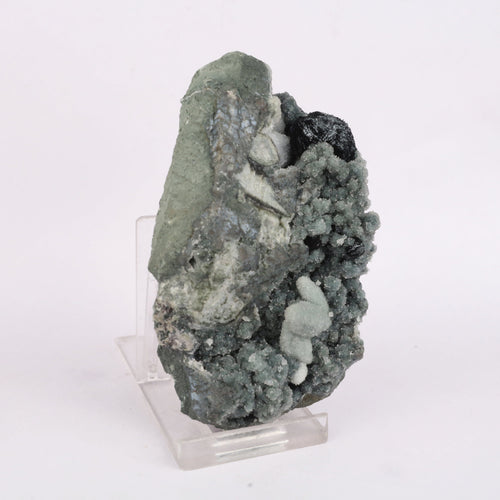 Botryoidal Babingtonite & Coated Calcite with Chalcedony Natural Mineral Specimen # B 6675