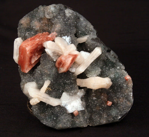 Brown Heulandite Crystals With Stilbite on MM Quartz Natural Minerals Specimen # B 1529