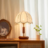 French Retro Fabric Oak Solid Wood Fabric Table Lamp Bedroom Ambience Light