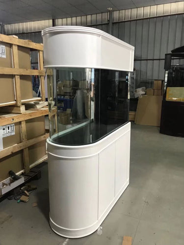 120 Gallon U-Shape Bullnose Peninsula Divider Glass Aquarium Reef-Ready in Premium Cherry Real Wood Furniture