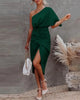 New beautiful golden Summer  off shoulder Floral Print Slit Dress