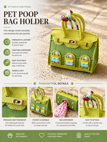 Luxury Dog Poop Bag Holder | Designer Waste Bag Dispenser Clip-On