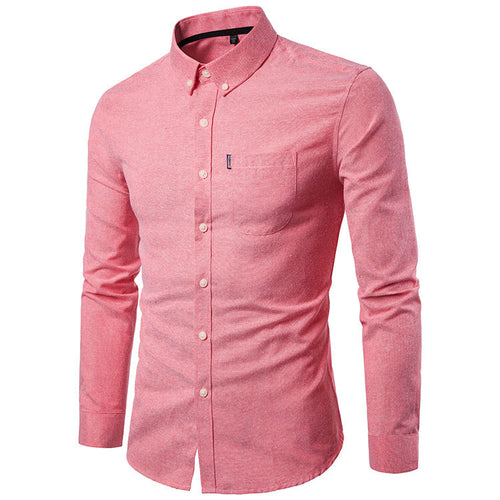 NAVY BLUE  New All Season Plus Size Oxford Shirt Men's long sleeve Shirt