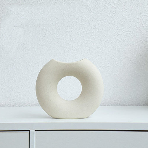 Nordic Style Simple Ceramic Vase Semicircle Creative Flower Device