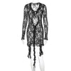 Hot Girl Lace See-through Deep V-neck Slim-fit Sheath Dress
