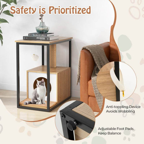 Modern Cat End Table with Scratching Post
