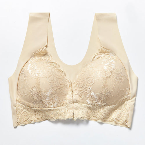Comfortable Plus Size Backless Bra Lace Push Up Front Closure Bra