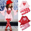 Fashion Flared Sleeve Top Trousers Love Pattern Two-piece Suit