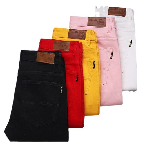 Slim Fit Stretch All-matching Mid Waist Casual Jeans