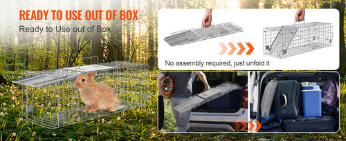 SucceBuy Live Animal Cage Trap - 24x8x8 Folding Humane Trap