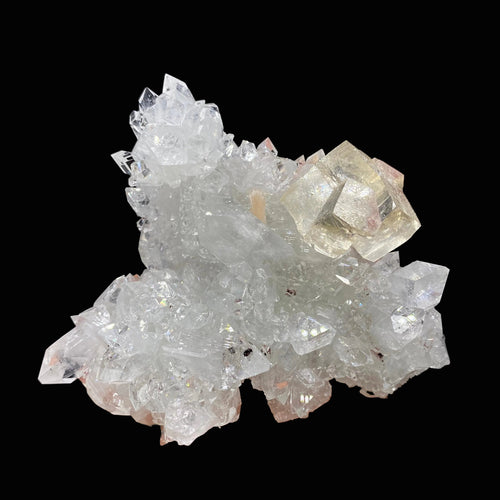 Glittering Calcite on Ultra Sparkling Apophyllite Crystal Specimen | Jalgaon, India DK101