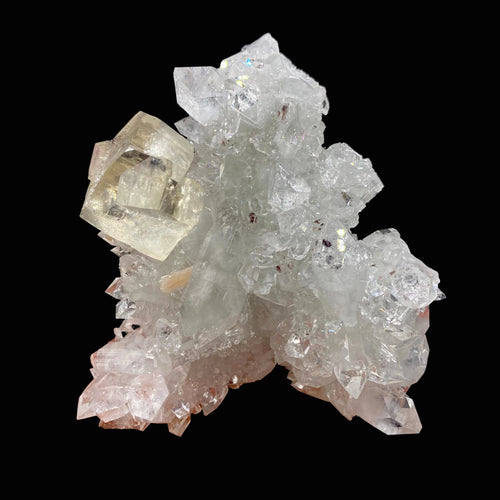 Glittering Calcite on Ultra Sparkling Apophyllite Crystal Specimen | Jalgaon, India DK101