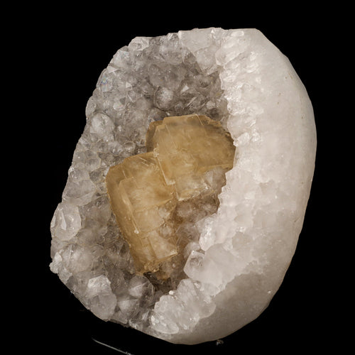 Calcite Crystals on Sparkling MM Quartz Stalactite Natural Mineral Specimen # B 6153