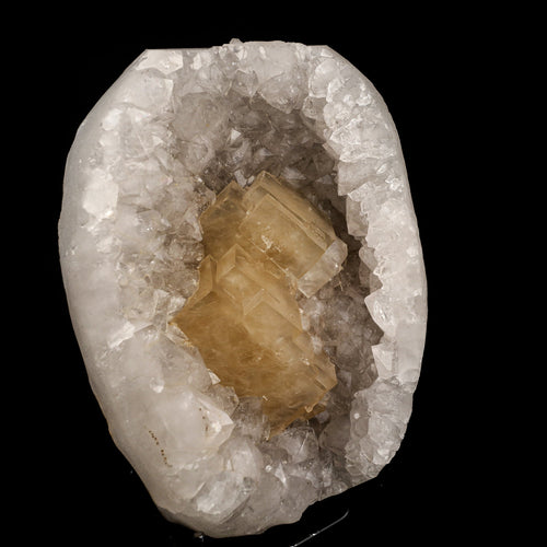 Calcite Crystals on Sparkling MM Quartz Stalactite Natural Mineral Specimen # B 6153