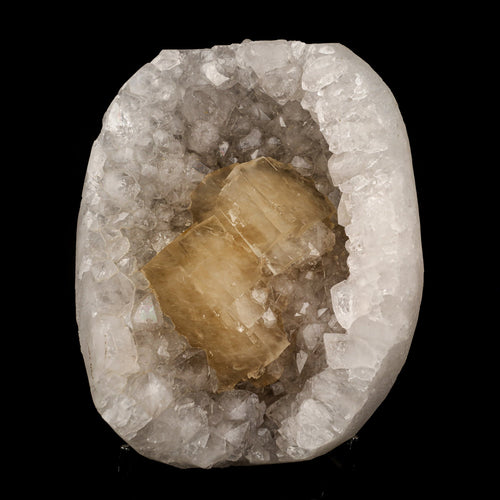 Calcite Crystals on Sparkling MM Quartz Stalactite Natural Mineral Specimen # B 6153