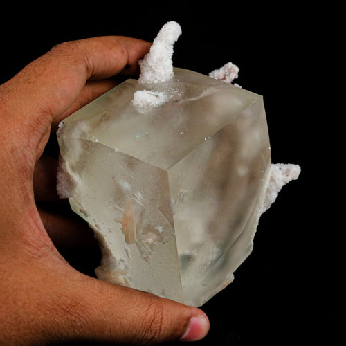Calcite Cube with Chalcedony Corals Natural Mineral Specimen # B 6481
