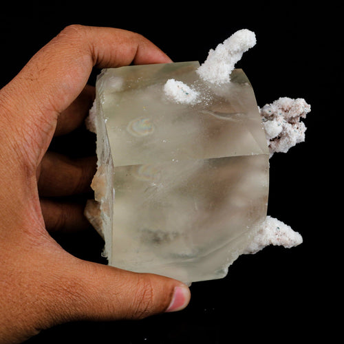 Calcite Cube with Chalcedony Corals Natural Mineral Specimen # B 6481