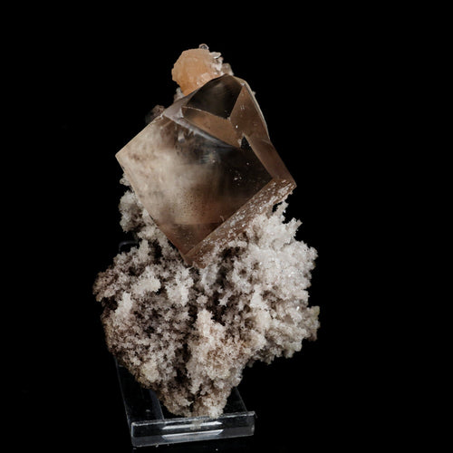 Calcite Cube with Stilbite and Chalcedony Natural Mineral Specimen # B 6495