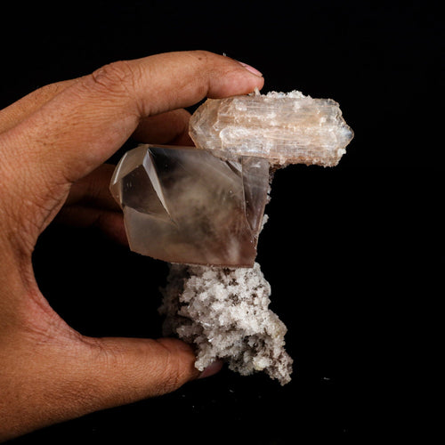 Calcite Cube with Stilbite and Chalcedony Natural Mineral Specimen # B 6495