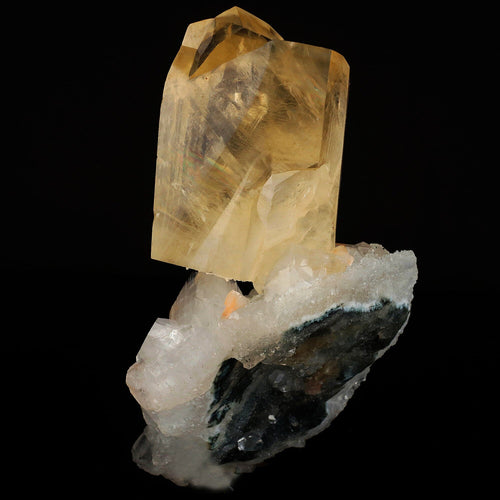 Calcite Golden Color with Apophyllite Natural Mineral Specimen # B 6604