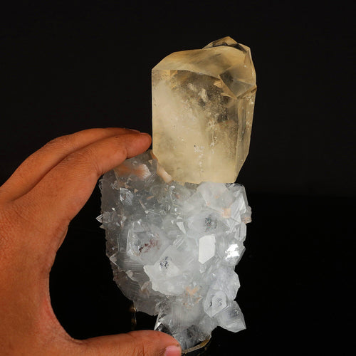 Calcite Golden Color with Apophyllite Natural Mineral Specimen # B 6604